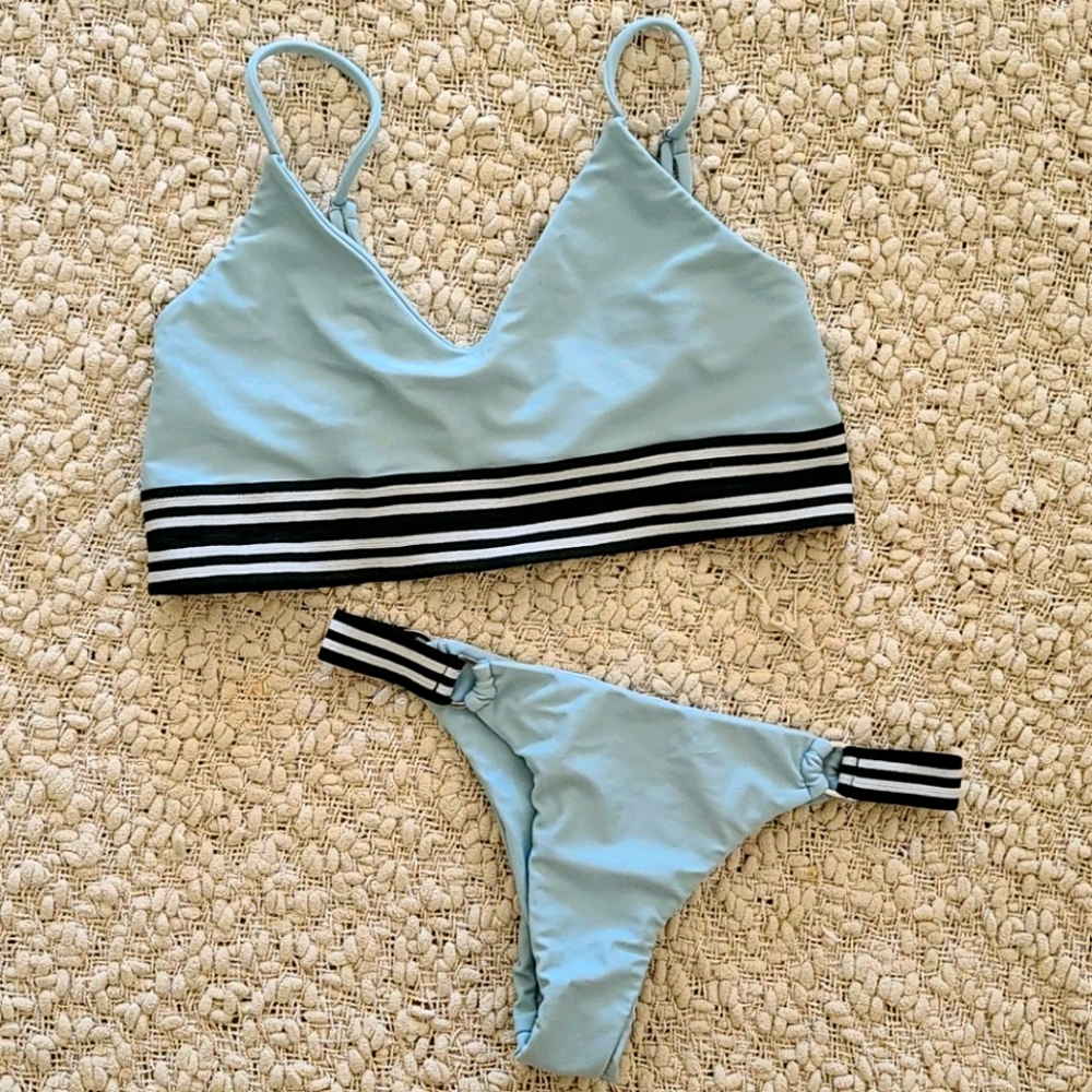 Mikoh blue cheeky bikini set Small